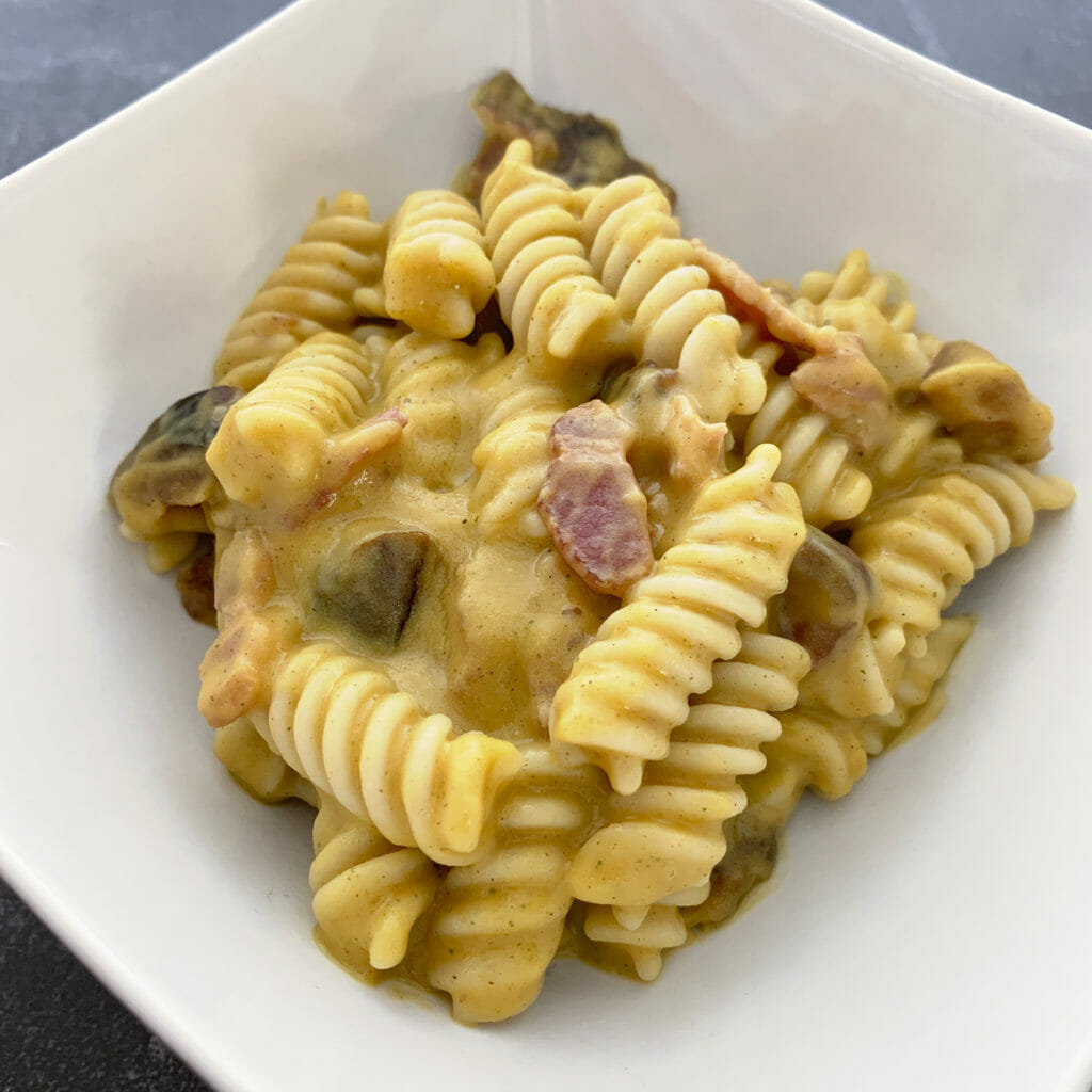 Gluten Free Top 8 Allergy Free Bacon and Date Pasta