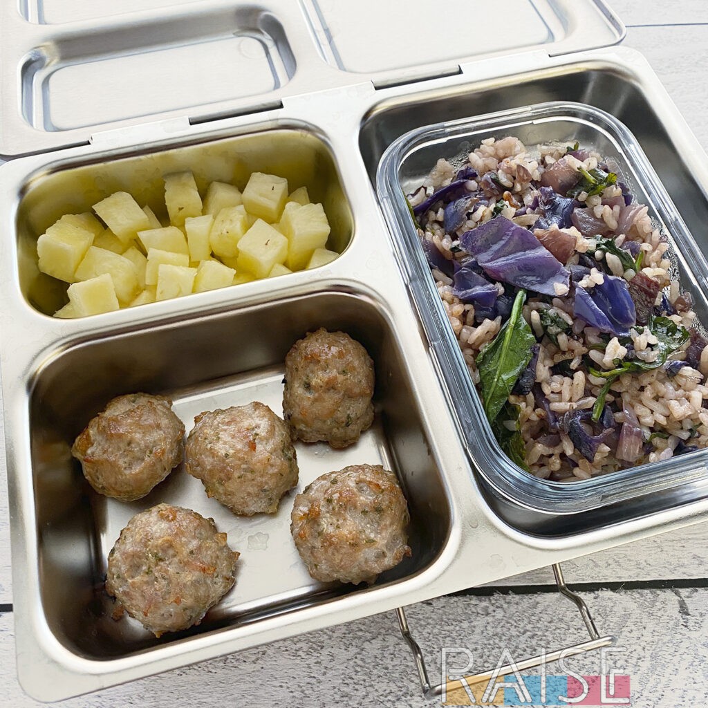 Pineapple Pork Meatballs Lunchbox for Toddlers by The Allergy Chef (Top 9 Allergy Free)