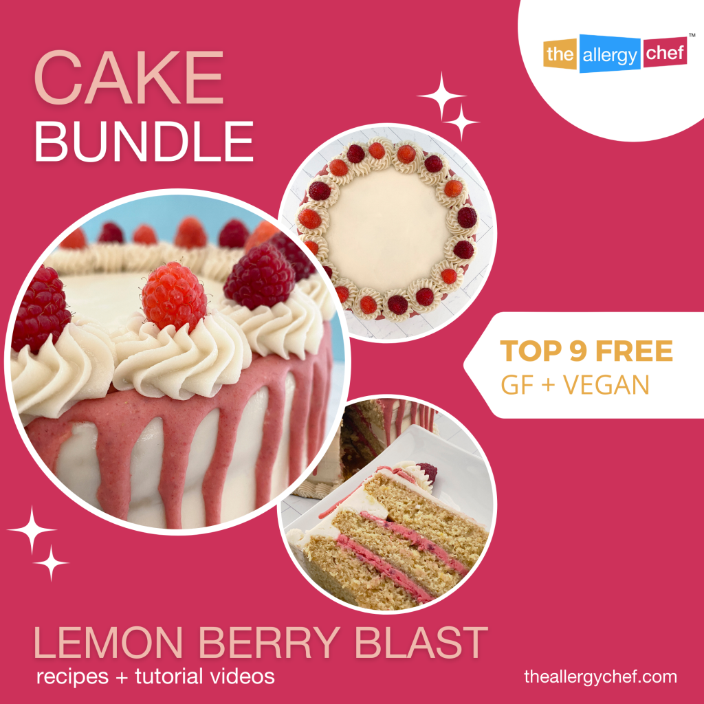 Gluten Free, Dairy Free, Egg Free Lemon Berry Blast Cake Bundle Tutorial by The Allergy Chef (Vegan, Top 9 Allergy Free)