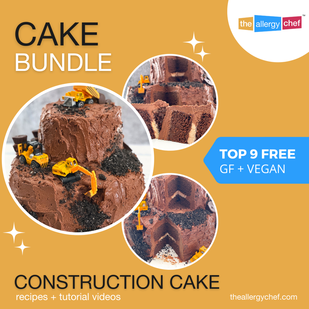 Gluten Free, Dairy Free, Egg Free Construction Cake Bundle Tutorial by The Allergy Chef (Vegan, Top 9 Allergy Free)