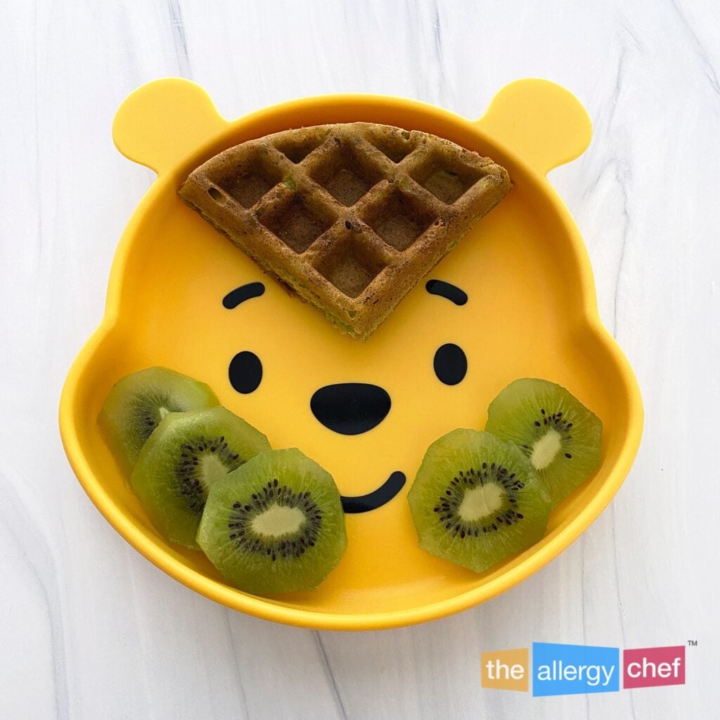Spinach Banana Blender Waffles and Kiwi by The Allergy Chef (Vegan, Top 9 Allergy Free)