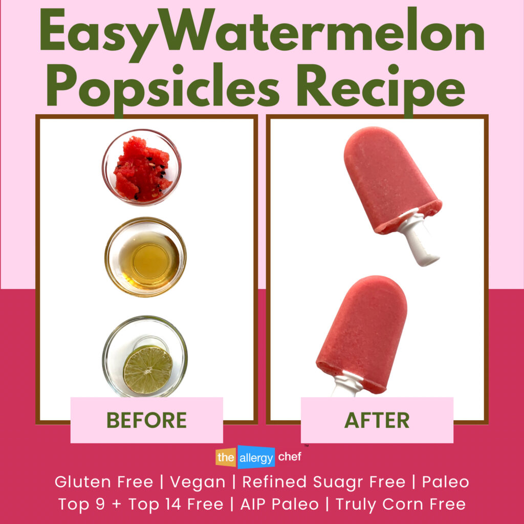 Easy Watermelon Popsicle Recipe by The Allergy Chef (vegan, top 14 free, paleo, dairy free)