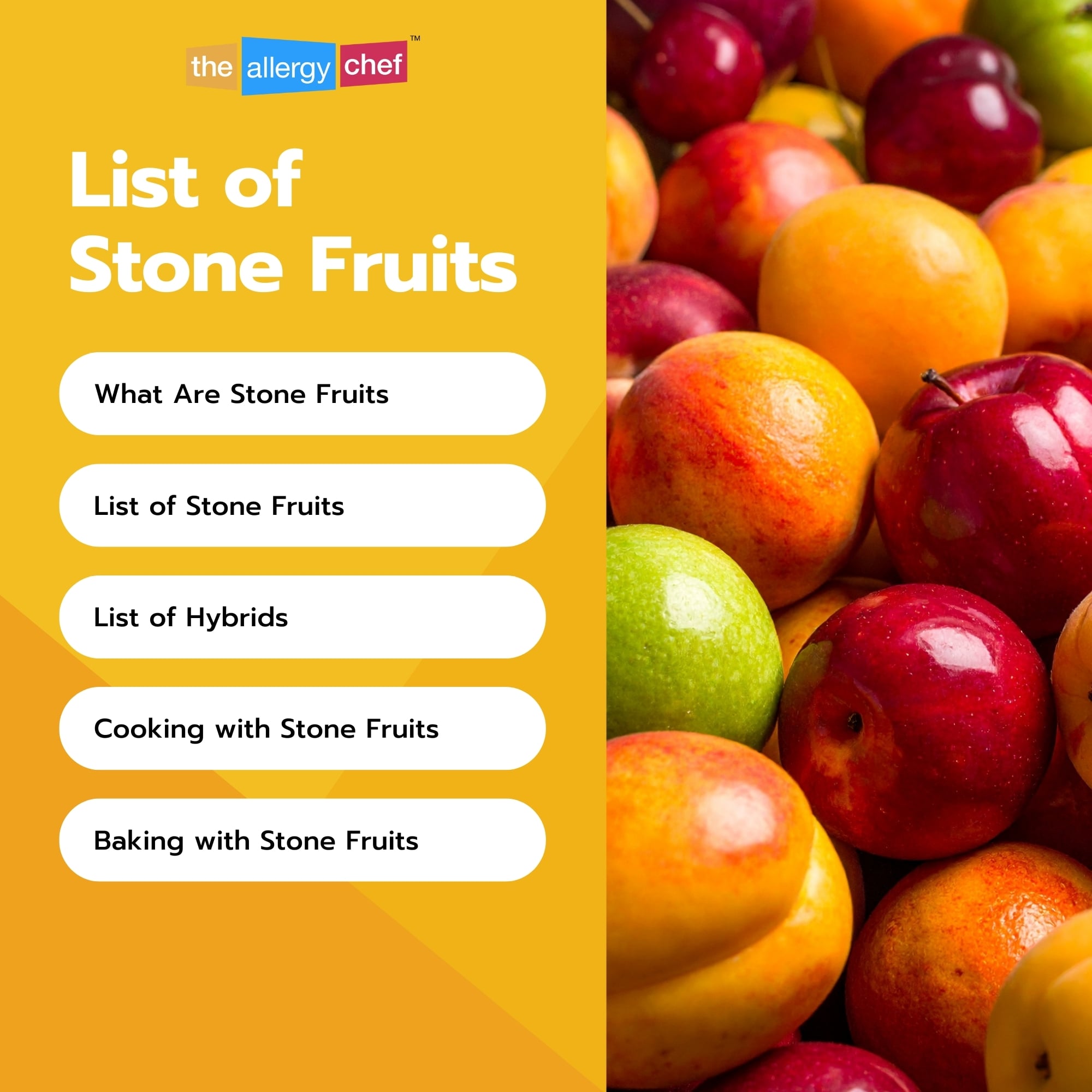 List of Stone Fruits and Stone Fruit Recipes by The Allergy Chef