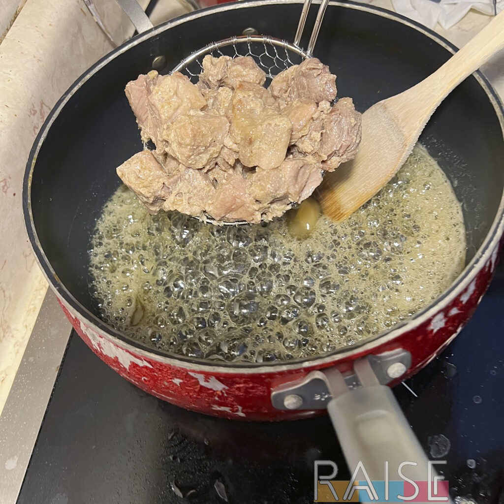 Adding Cooked Pork to Honey by The Allergy Chef