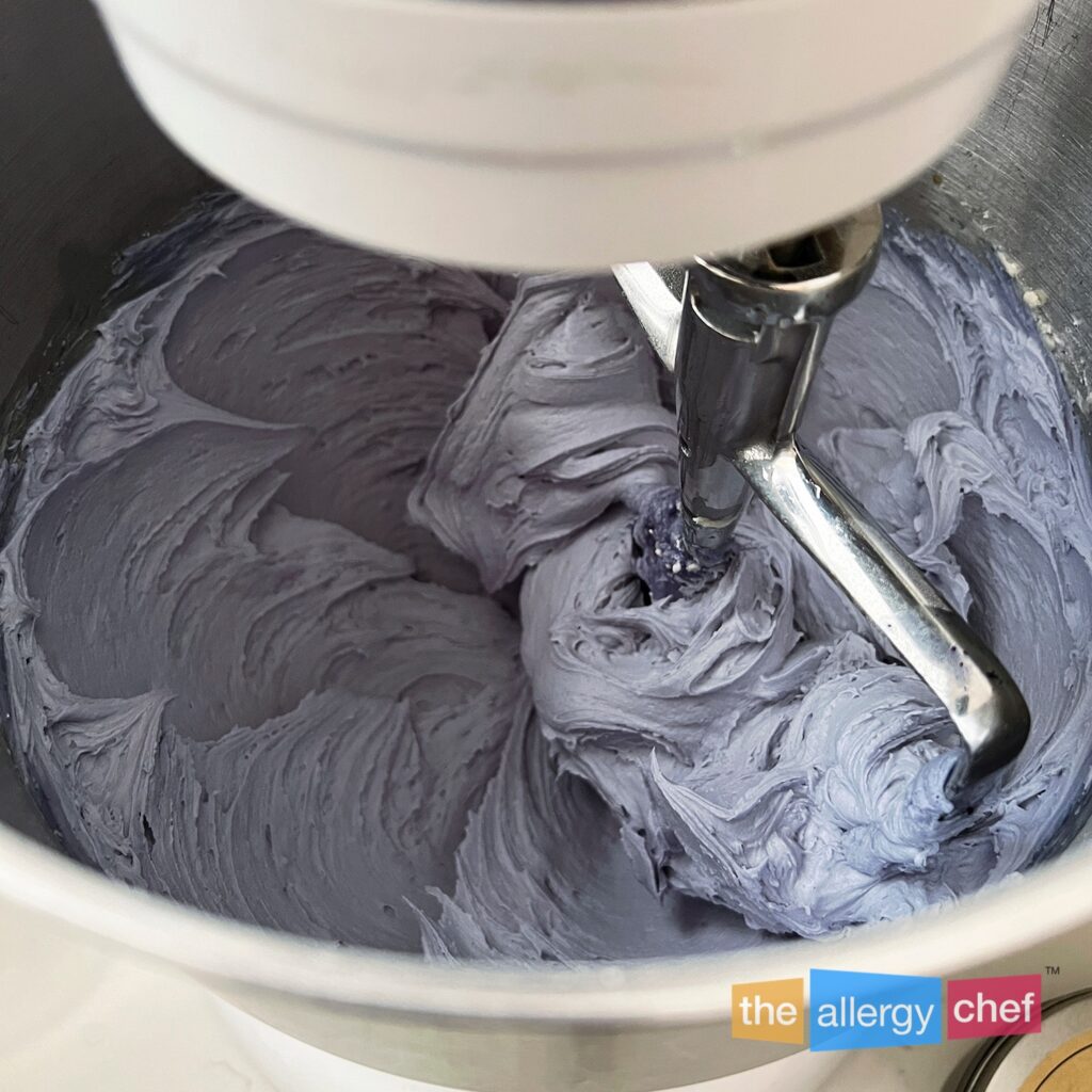 Butterfly Pea Flower Powder Frosting in Bowl by The Allergy Chef (Gluten Free, Vegan, Top 9/14 Free)