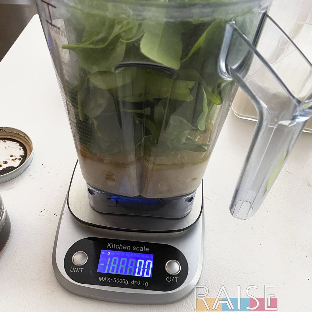 Wet Ingredients in the Blender on Kitchen Scale by The Allergy Chef