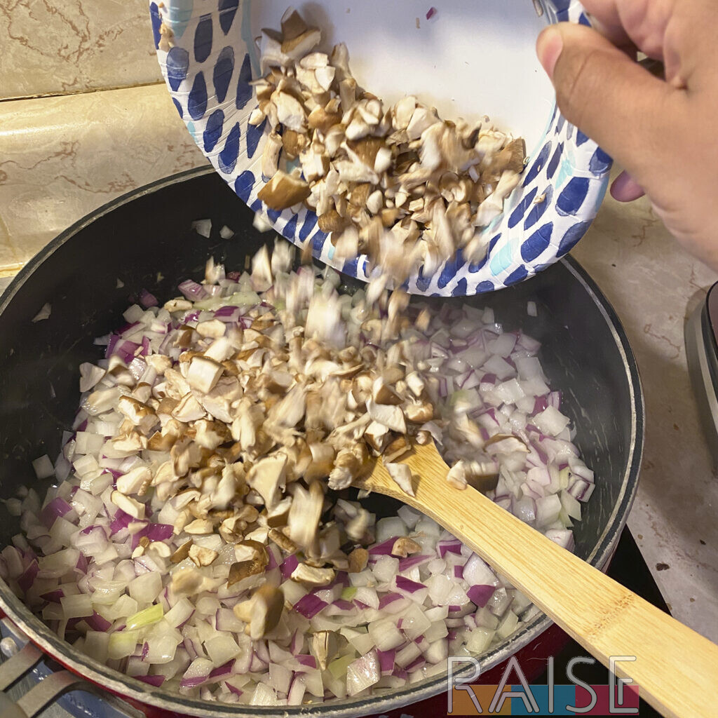 Adding Mushrooms to Vegetables by The Allergy Chef