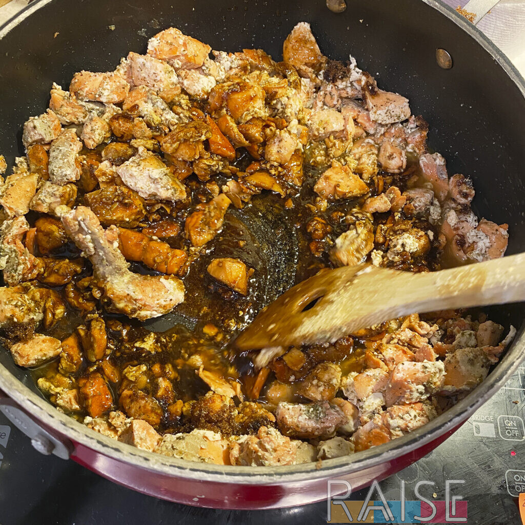 Stirring Salmon with Sugar and Spices by The Allergy Chef