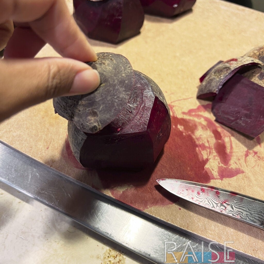 Cutting Beets for Vegan Cookies by The Allergy Chef