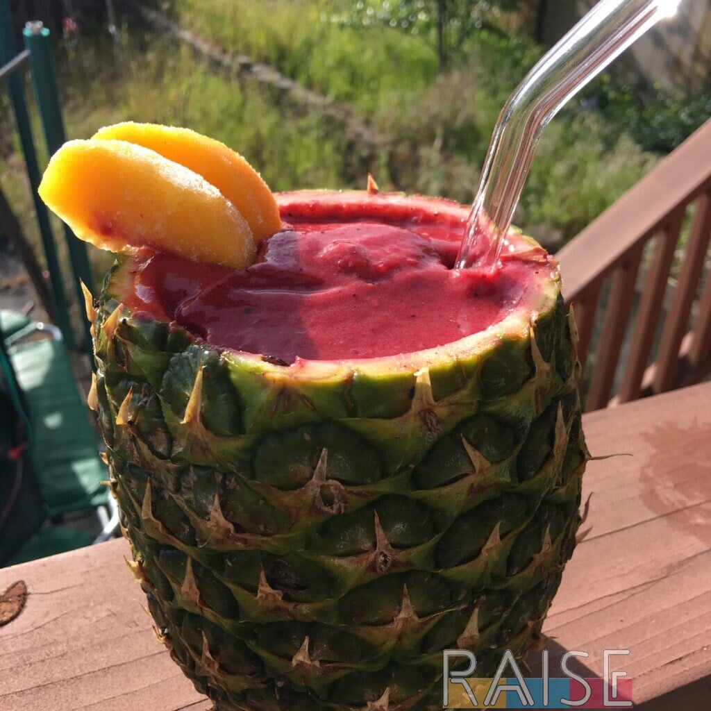 Dairy Free Fruit Smoothie Served in a Pineapple by The Allergy Chef