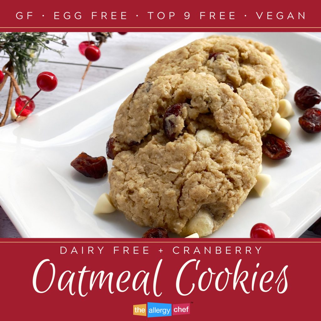 Dairy Free Oatmeal Cookie Recipe with Cranberries by The Allergy Chef (Vegan, Top 9 Free)