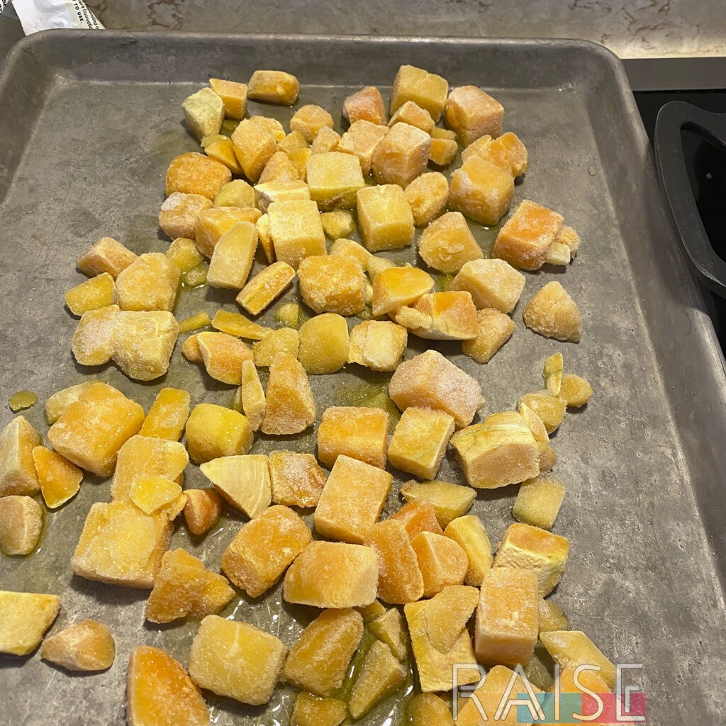 Frozen Squash on Baking Tray by The Allergy Chef