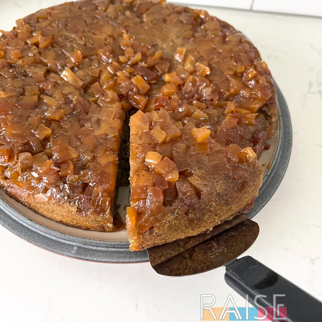 Pulling out an Apple Cake Slice by The Allergy Chef