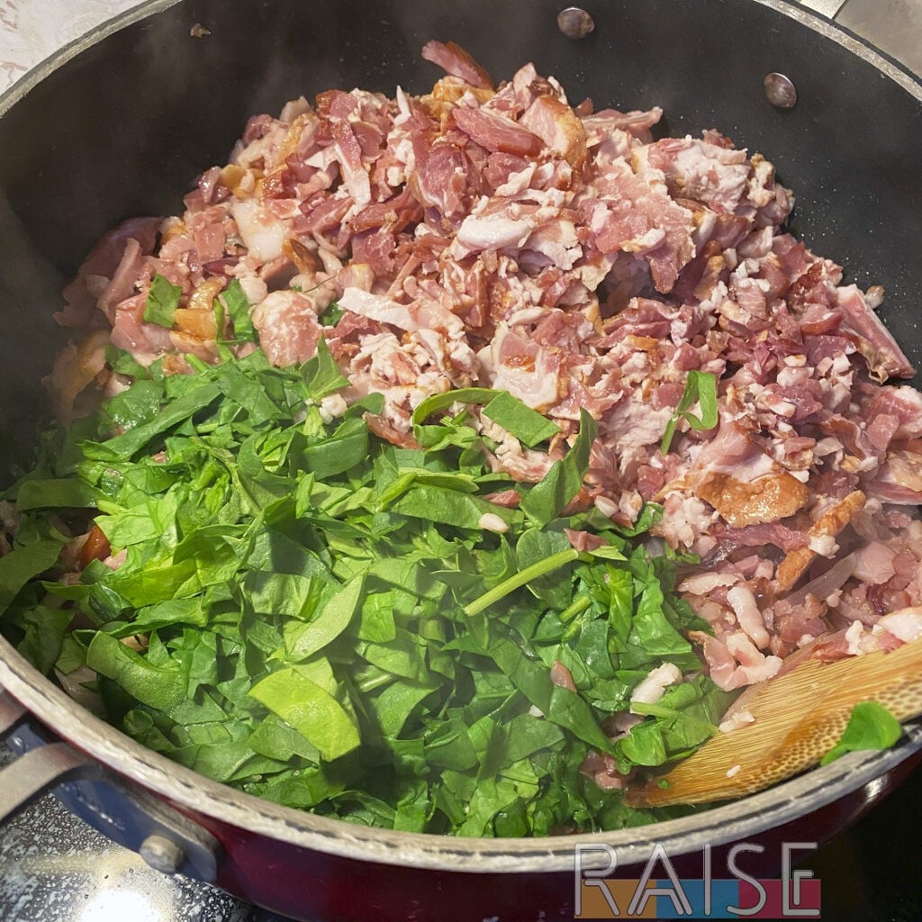 Spinach and Bacon Cooking by The Allergy Chef